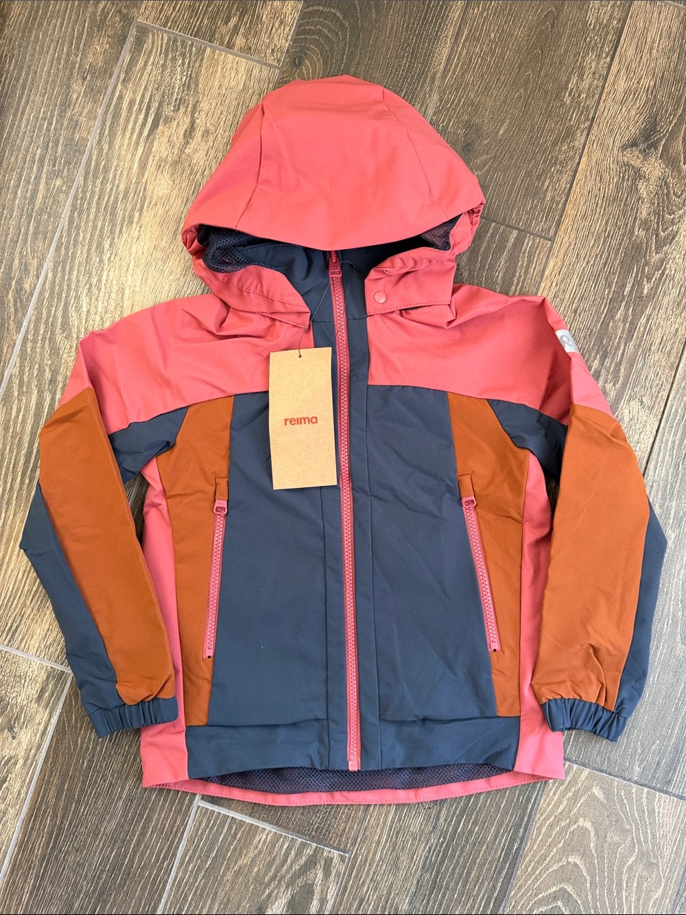 Reima Kids’ Vaeltava Water-Repellent Red Clay Hybrid Weatherproof Jacket—6Y